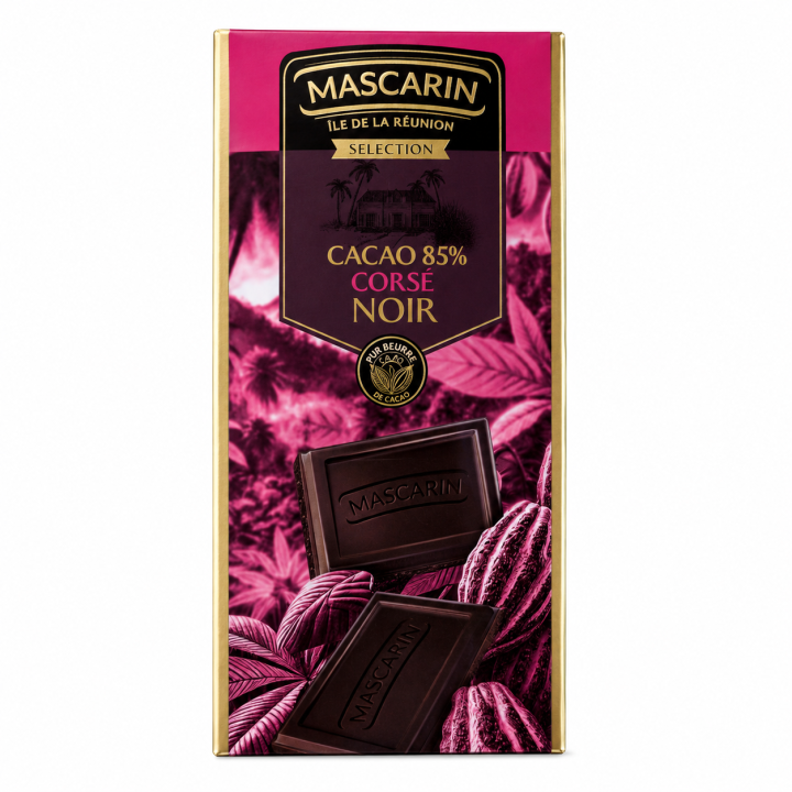Tablette de chocolat noir 85% cacao corsé – Mascarin Sélection – 100g